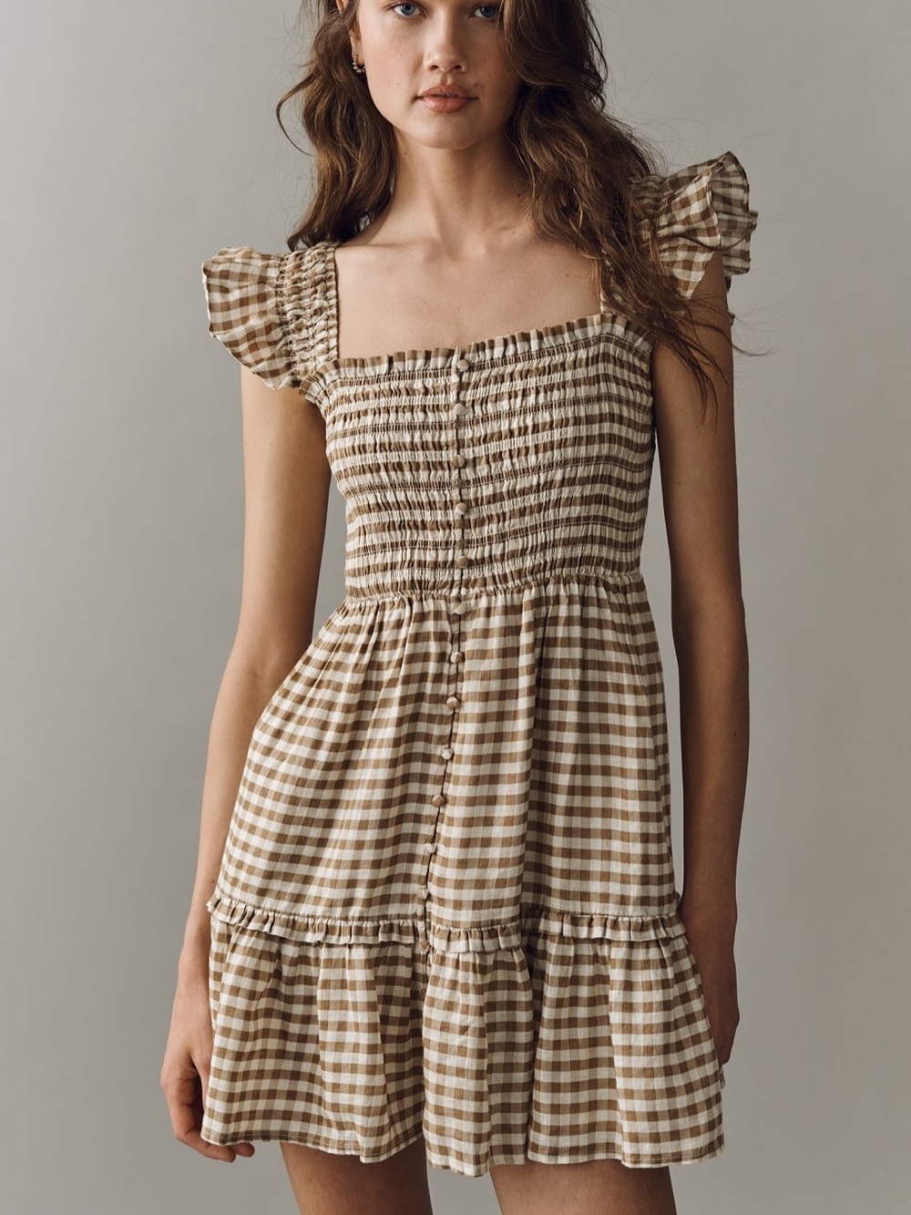 Anthropologie Peregrine Gingham Linen Mini Dress - Picture 1 of 2